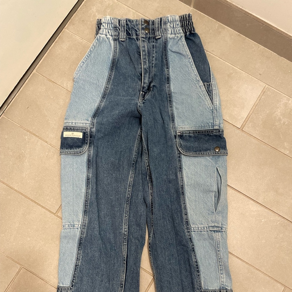 Two-Tone Denim Patchwork Jeans